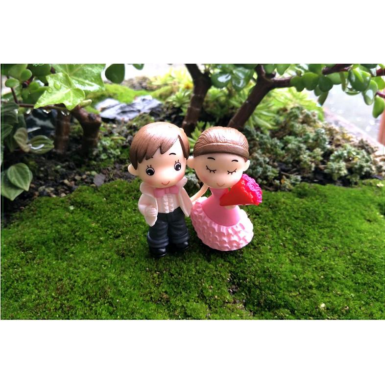 Đôi búp bê cô dâu chú rể trang trí tiểu cảnh, bonsai