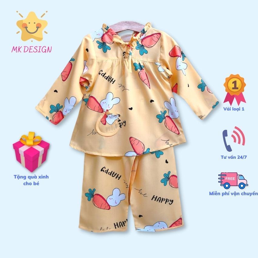 Bộ quần áo Tole lanh cho bé gái MK Design, Mẫu quần dài, tay dài, Đủ Size cho bé 5-35kg, Chất vải tole loại 1 mềm, mịn