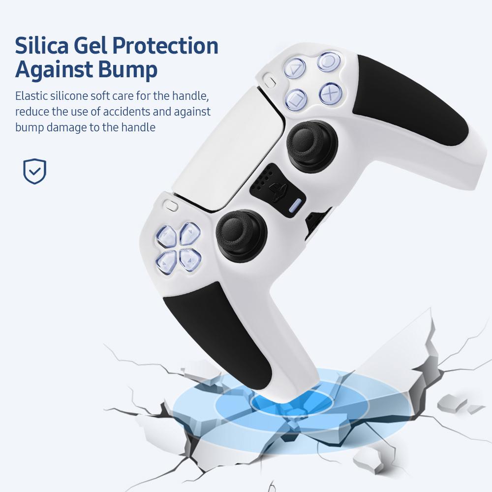 BUBM Silicone Cover cho Gamepad Tương thích với PS5 Silicone Bảo vệ chống va đập Linh hoạt và Bền nhiều - Màu trắng