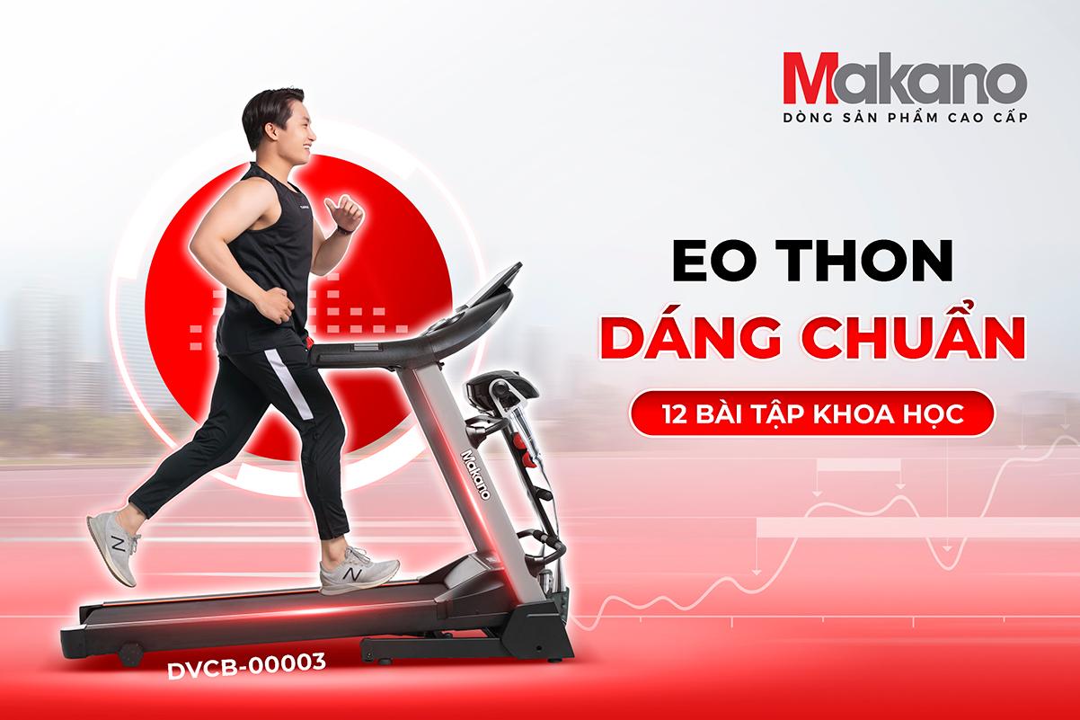 Máy Chạy Bộ Tại Nhà Makano DVCB-00003 Gấp Gọn, Máy Chạy Bộ Theo Dõi Sức Khỏe Bảo Hành 12 Tháng Khung Chắc Chắn