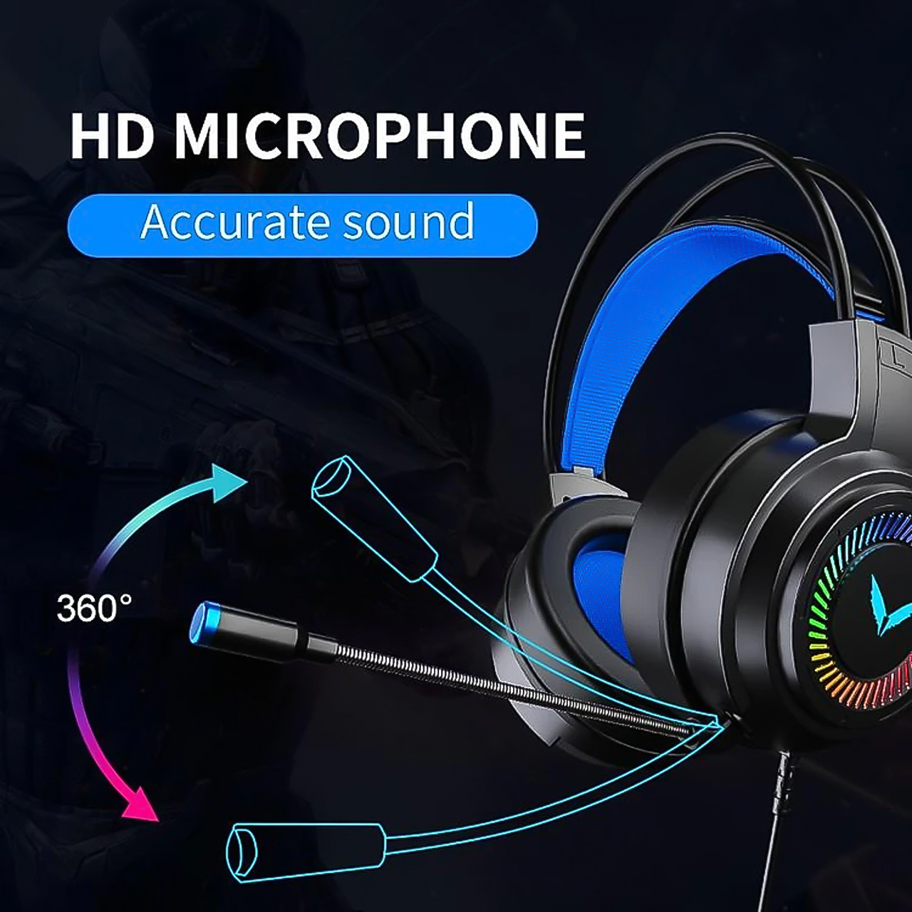 Tai nghe chụp tai máy tính Vinetteam gaming G58 có đèn led đổi màu, mic đàm thoại, headphone chơi game trên laptop PC - hàng chính hãng