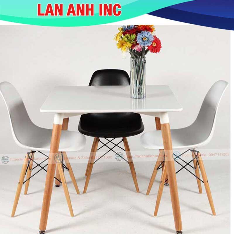 Bàn ăn cafe gỗ vuông hiện đại nhập khẩu giá rẻ Eames LAB07