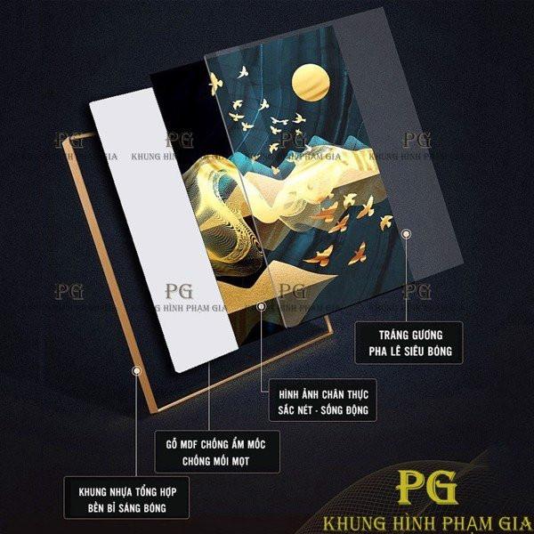 Set 3 Tranh Tráng Gương Pha Lê Decor Tranh Phong Thủy Trang Trí Phòng Khách Sang Trọng Đẳng Cấp Trẻ Trung PGPLTGN60