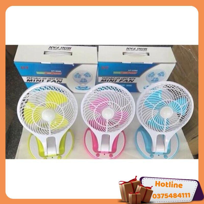 Quạt Tích Điện Mini Fan Có Đèn Led - Hàng Loại 1