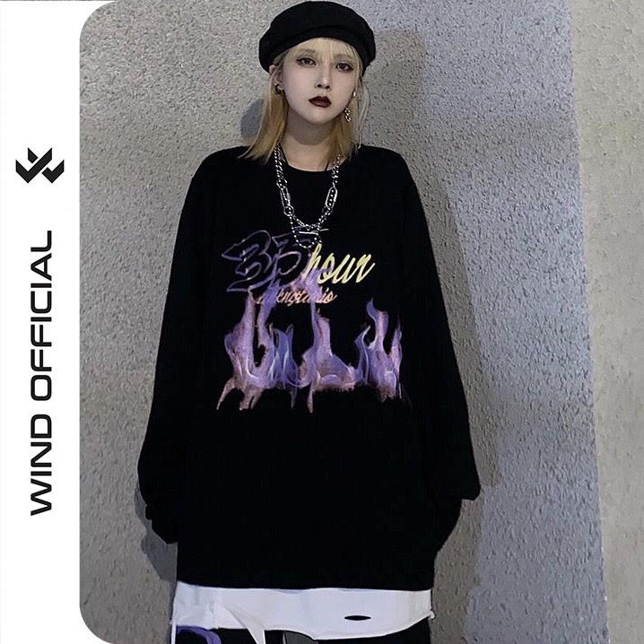 Áo thun tay dài Wind phông unisex form rộng 35hour sweater oversize nam nữ ulzzang