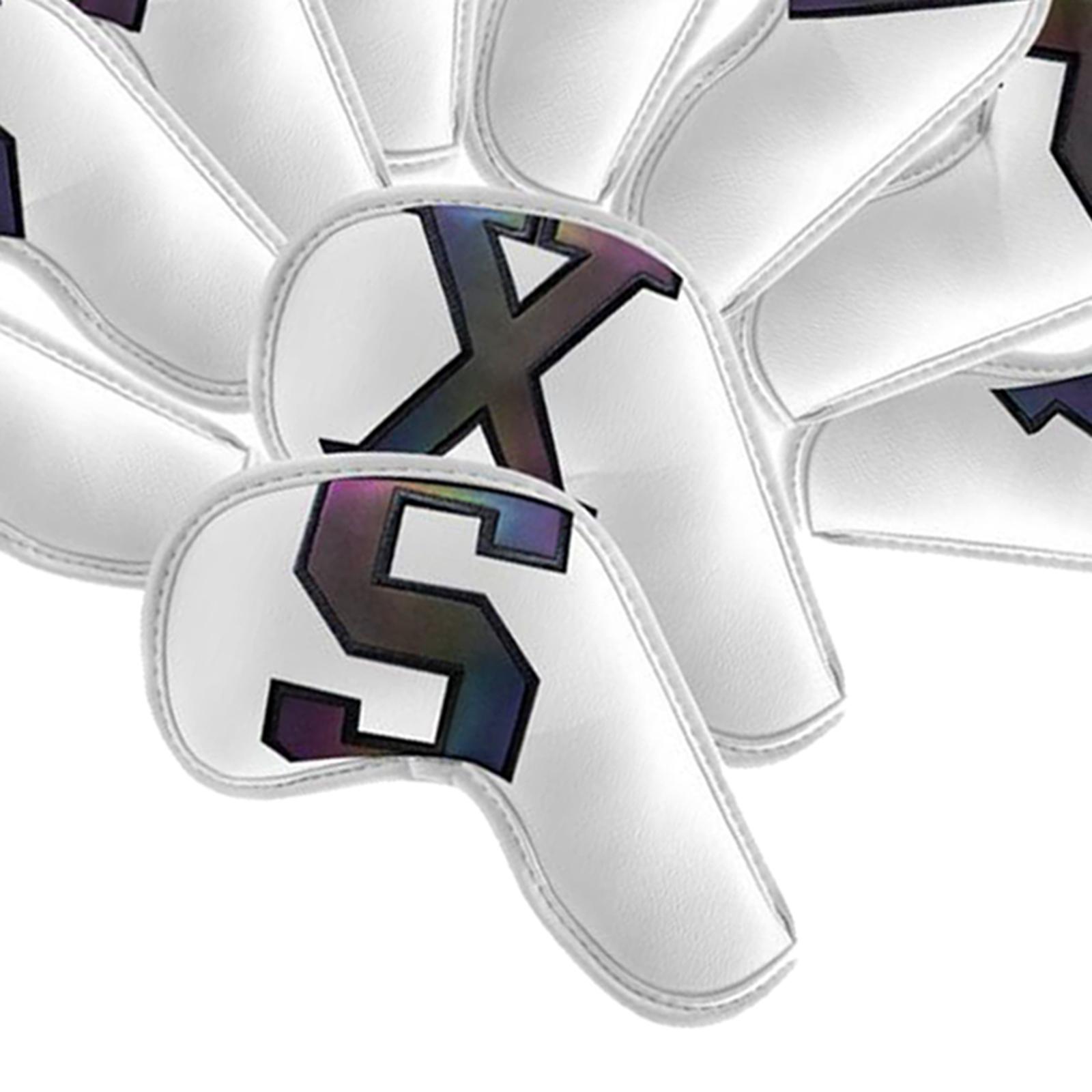 10Pcs Golf Iron Headcover PU Leather Club Covers Wedges Protect Sleeves