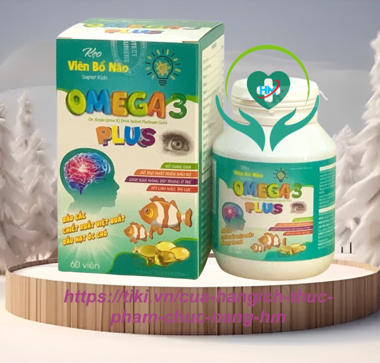 Kẹo viên bổ não OMEGA 3 Plus, hộp 60 viên ,Bổ sung DHA hỗ trợ phát triển não bộ, giúp tăng khả năng tập trung của trẻ