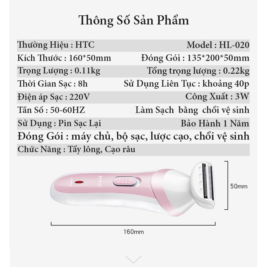 Máy Cạo Lông Nách Tay Chân, Đầu Cắt Tích Hợp 3in1 Tỉa Và Cạo Đồng Thời