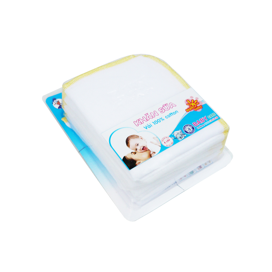 Khăn sữa 4 lớp siêu mềm cho bé Vĩ 10 cái (loại 2 - 8 sợi)- Sunbaby