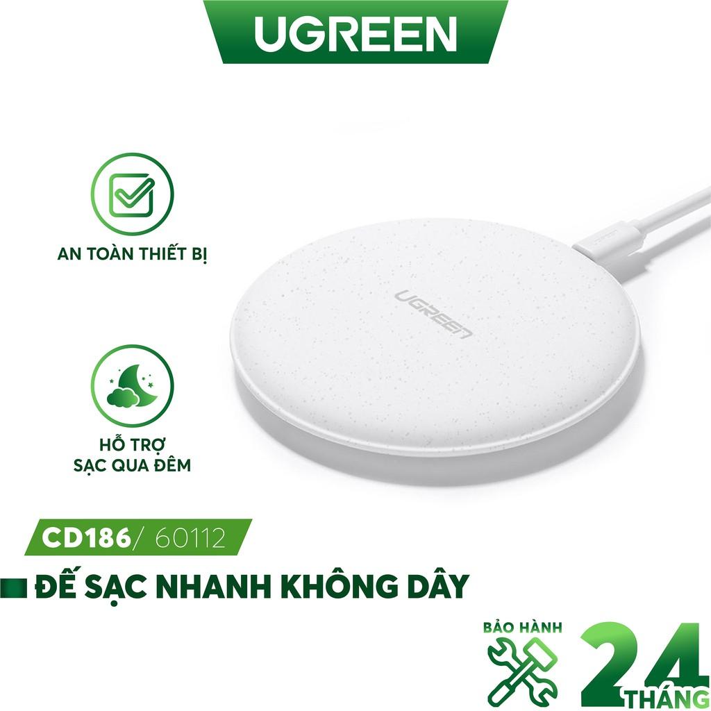 Sạc không dây công nghệ Qi 10W UGREEN 60112, sử dụng cho các dòng điện thoại iPhone - Hàng chính hãng