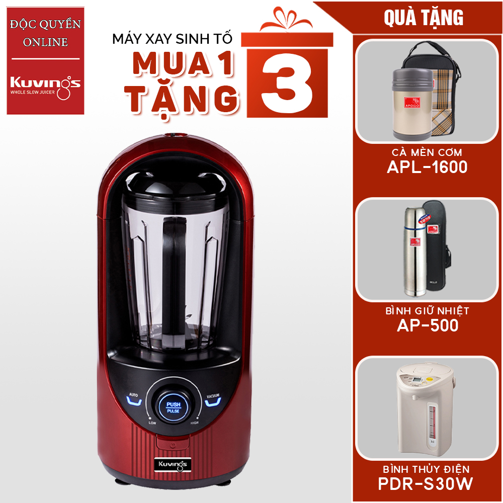 Máy xay sinh tố chân không Kuvings KV-200(2.0L) - Tặng Cà mèn APL-1600 + Bình Giữ nhiệt AP-500 + Bình thủy điện PDR-S30W - Hàng chính hãng