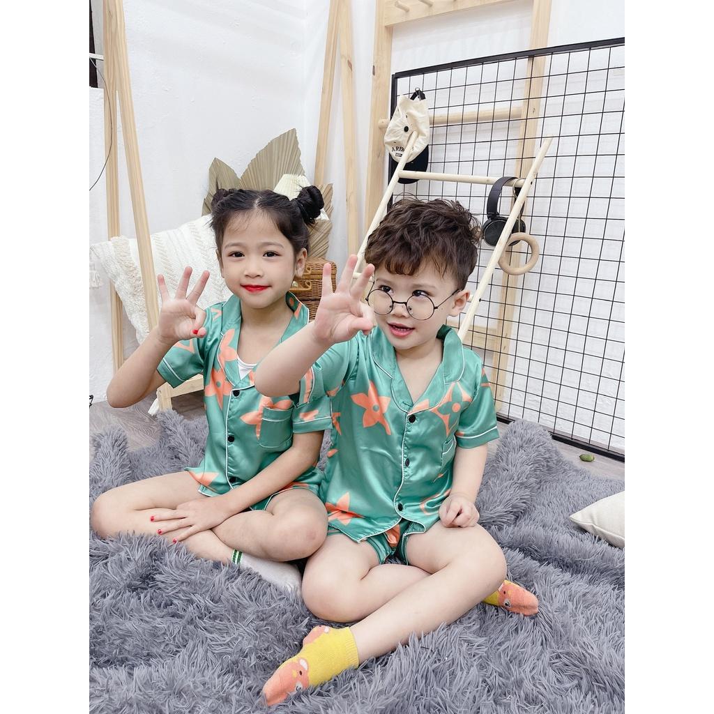 Đồ bộ bé gái, bộ pijama ngắn tay cho bé trai size 16-28kg chất lụa hàn mềm mát