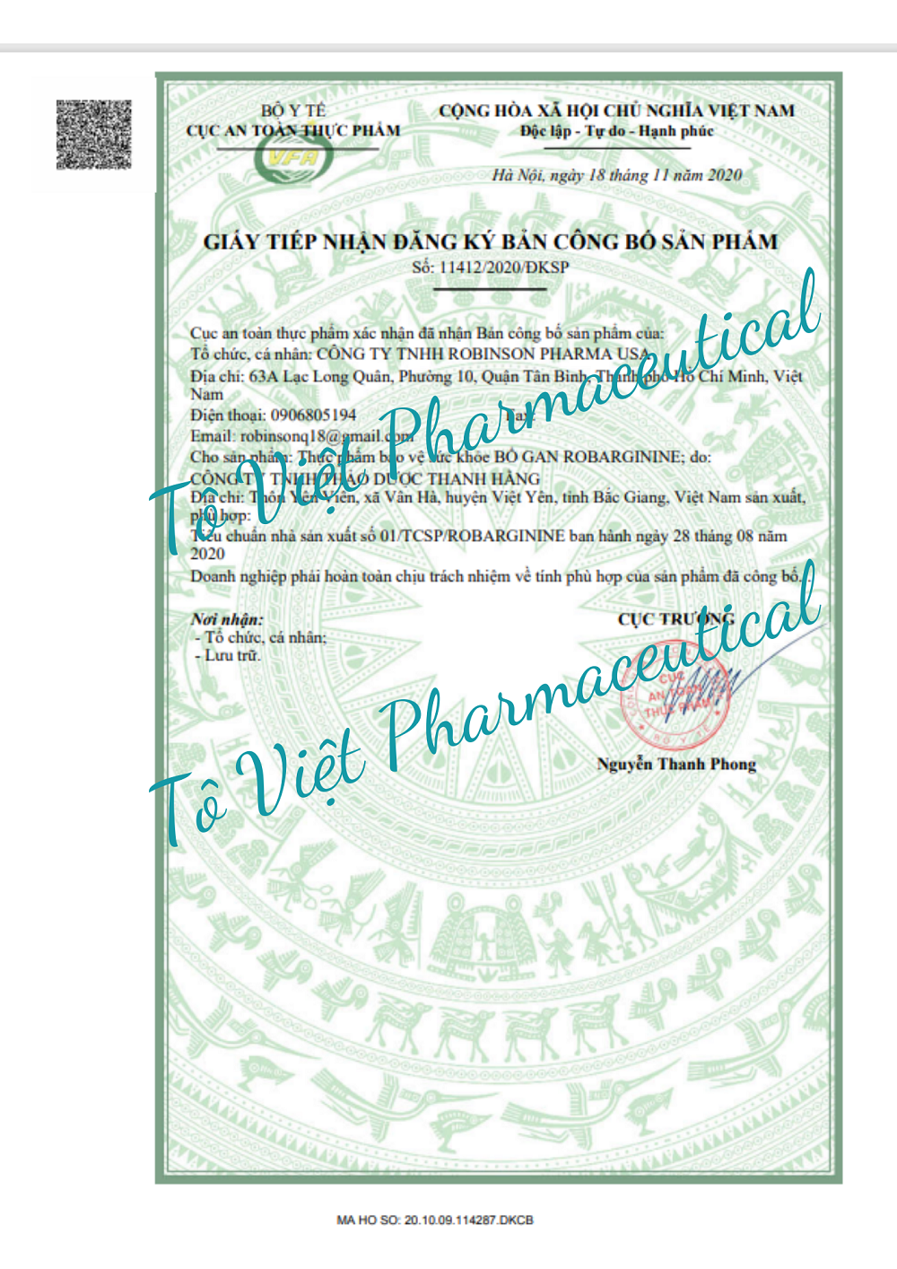 TPCN- Robinson Pharma USA- Robarginine - Viên uống bảo vệ gan, tăng cường chức năng gan