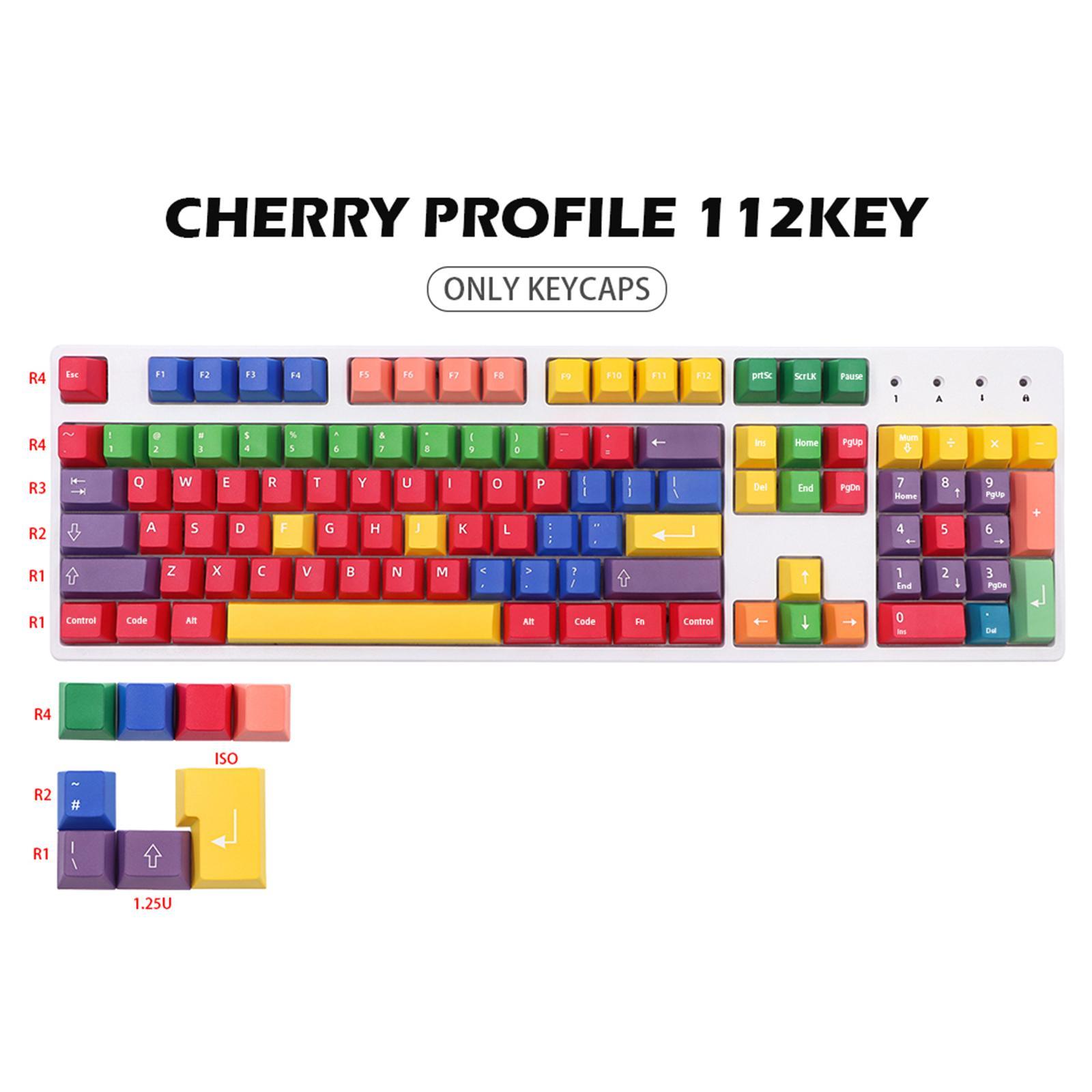 112-Key Colorful Keycaps  DIY Keyboard for Cherry  61 64 98 104 Keys