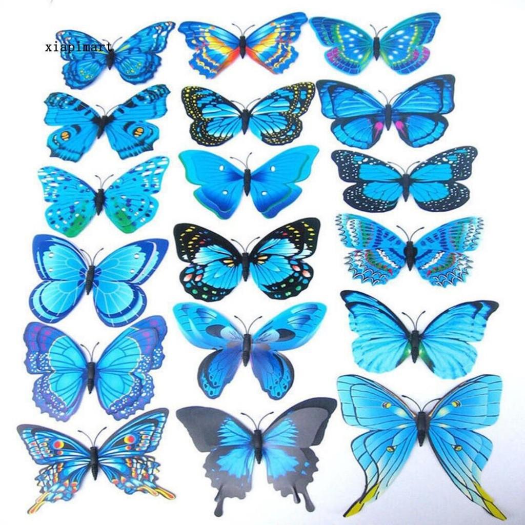 Combo 12 decal dán tường hình bướm 3D trang trí nhà cửa