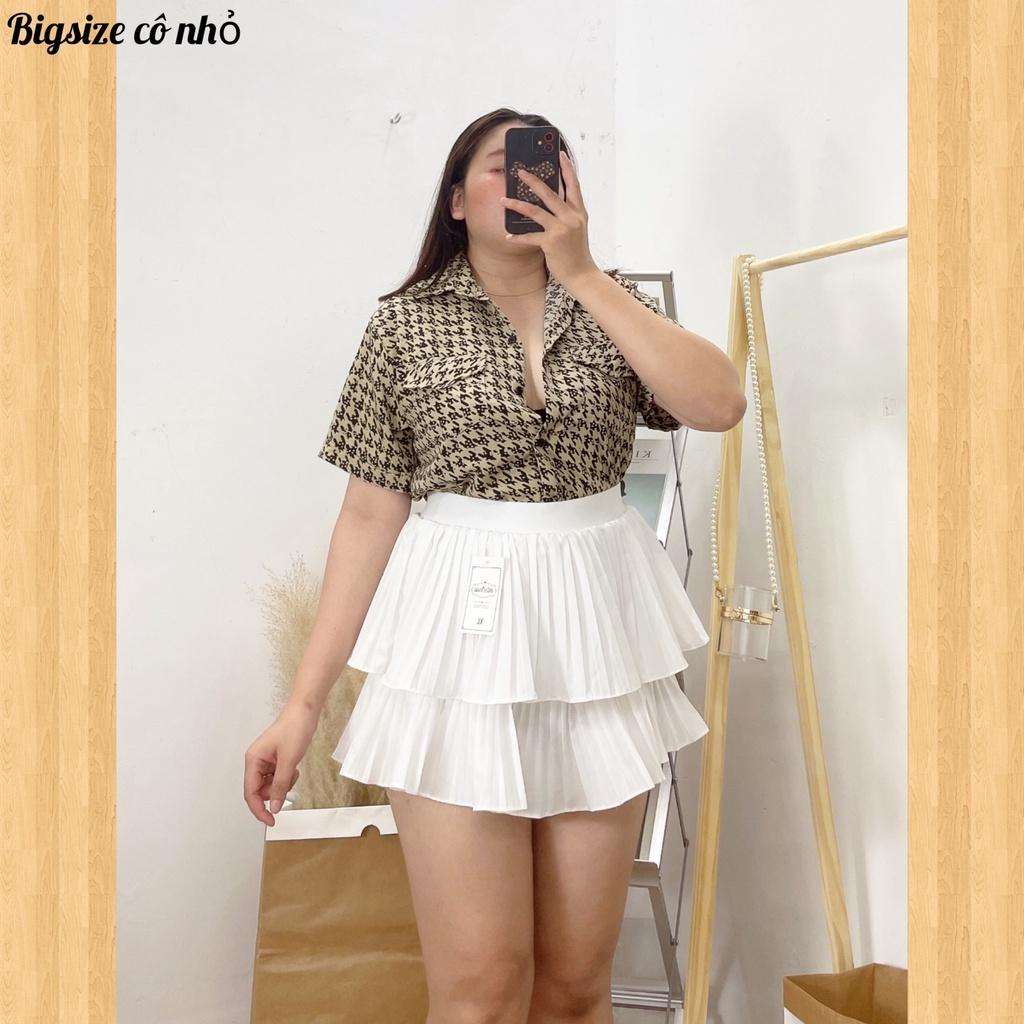 Áo sơ mi tay ngắn bigsize nữ có họa tiết zíc zắc chất lụa SMHT ZZ - Màu nâu