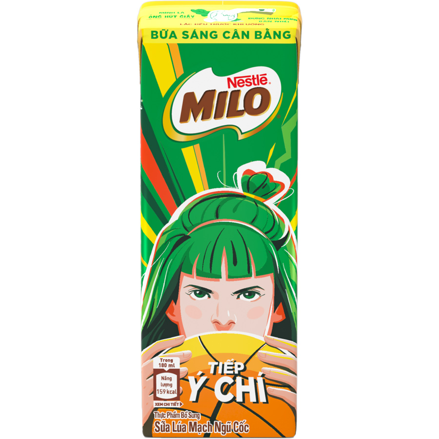 Combo 2 thùng sữa lúa mạch Nestlé MILO bữa sáng (36 hộp x 180ml) [Tặng 1 trái banh Milo]