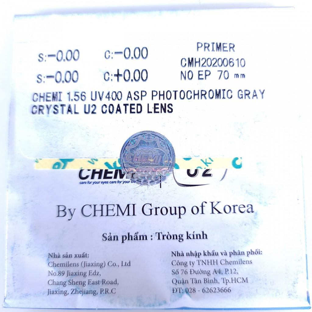 Tròng kính CHEMI U2 đổi màu 1.56 UV400 ASP chính hãng Hàn Quốc