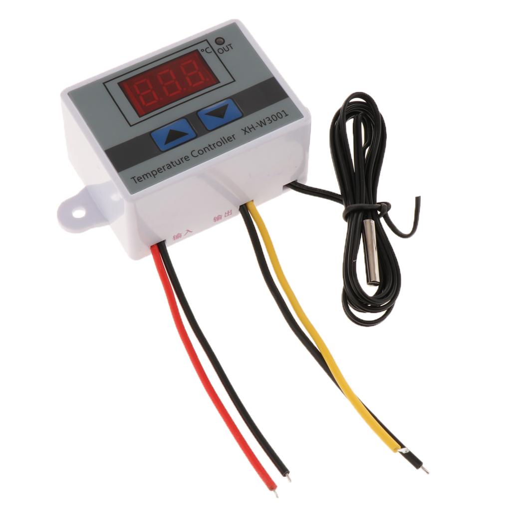 XHW3001 Digital Temperature Controller Thermostat Sensor -50~110℃ with NTC Sensor Temperature Probe Cooling Heating DC 24V 240W