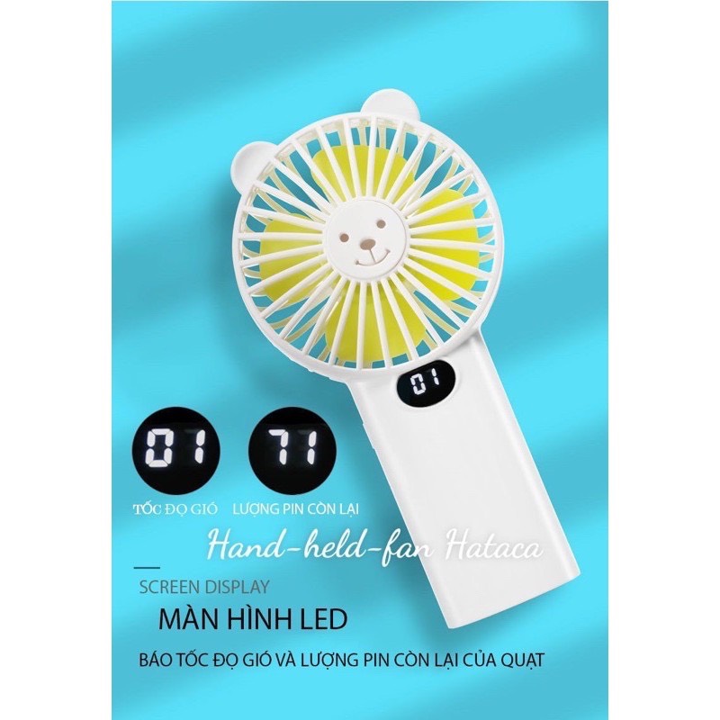 Quạt sạc mini cầm tay Hataca hand held fan - Hàng chính hãng