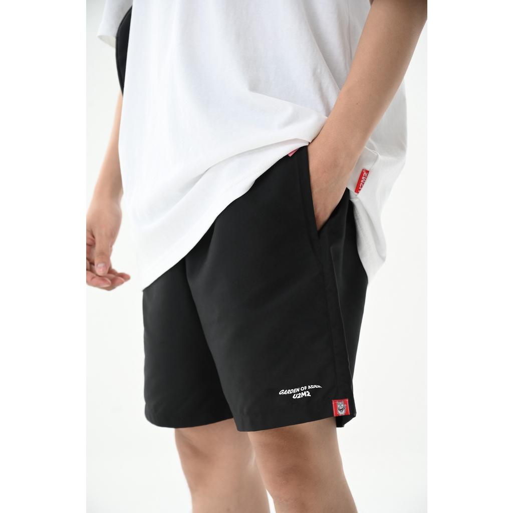 Quần short thể thao in logo U2M2 - chất liệu vải dù - 3 màu đen, nu, xanh rêu - Ủn Ủn Meo Meo