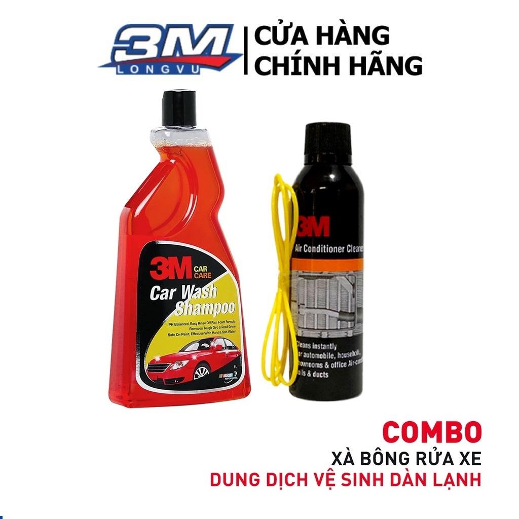 Combo Dung Dịch Vệ Sinh Dàn Lạnh 3M 250ml Và Xà Bông Rửa Xe 3M Car Wash Shampoo 1L - 3M Long Vu