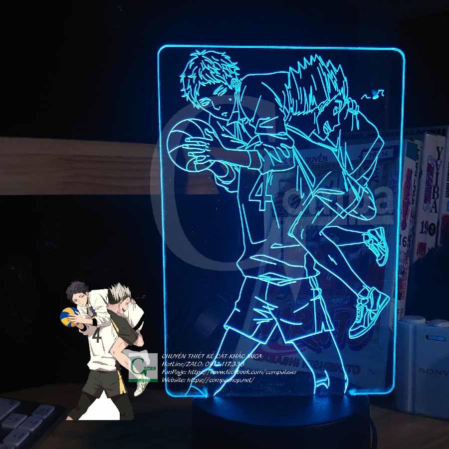 Đèn Ngủ LED 3D ANIME Haikyuu Kotaro Bokuto x Keiji Akaashi AHKU9901 16 màu tùy chỉnh COMPASHOP