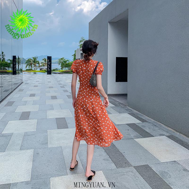 Đầm Hoa Tay Ngắn Xinh Xắn Dành Cho Nữ