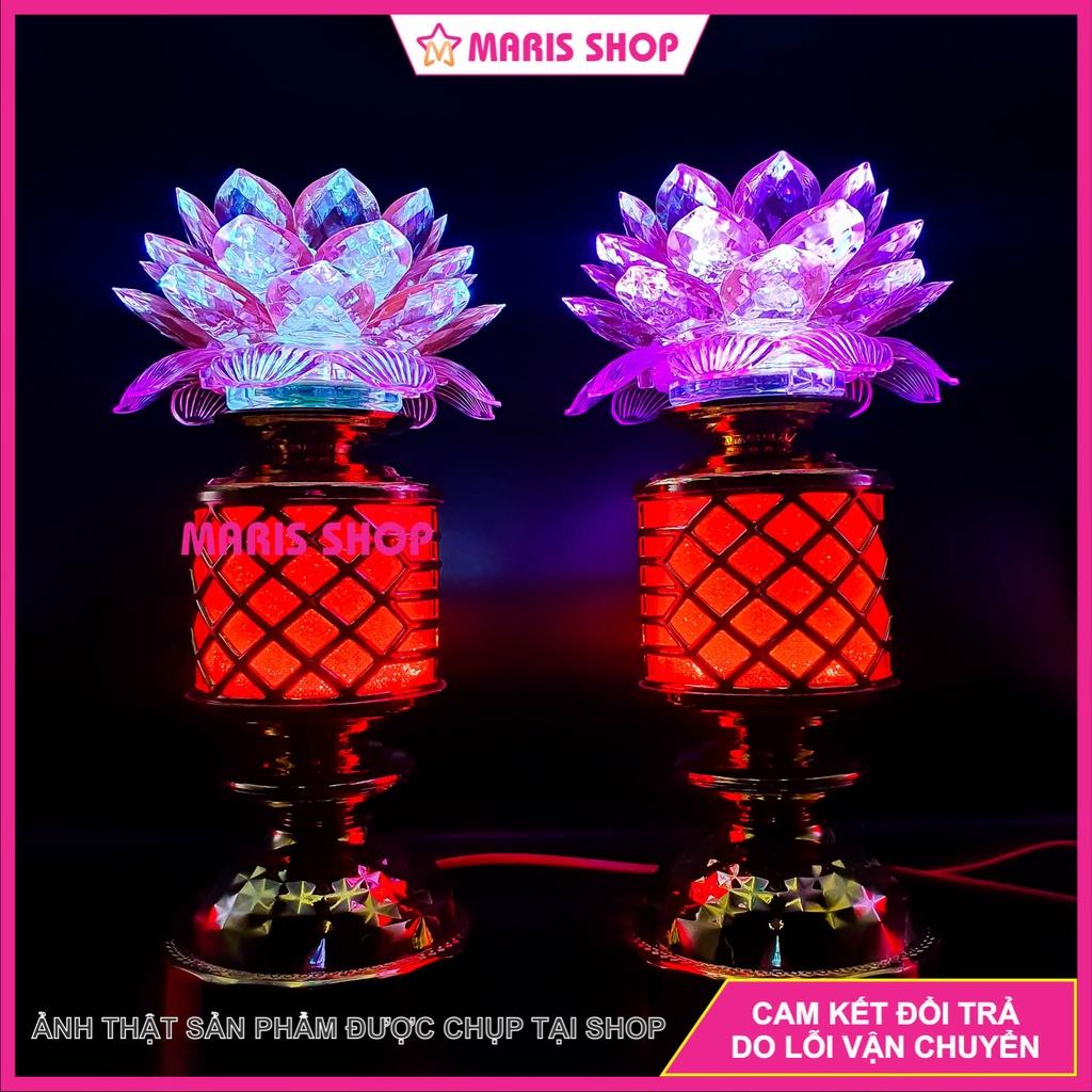 Đèn thờ hoa sen kích thước lớn cao 26cm sử dụng mạch LED cao cấp, đèn bàn thờ Phật [MR-HTSE7