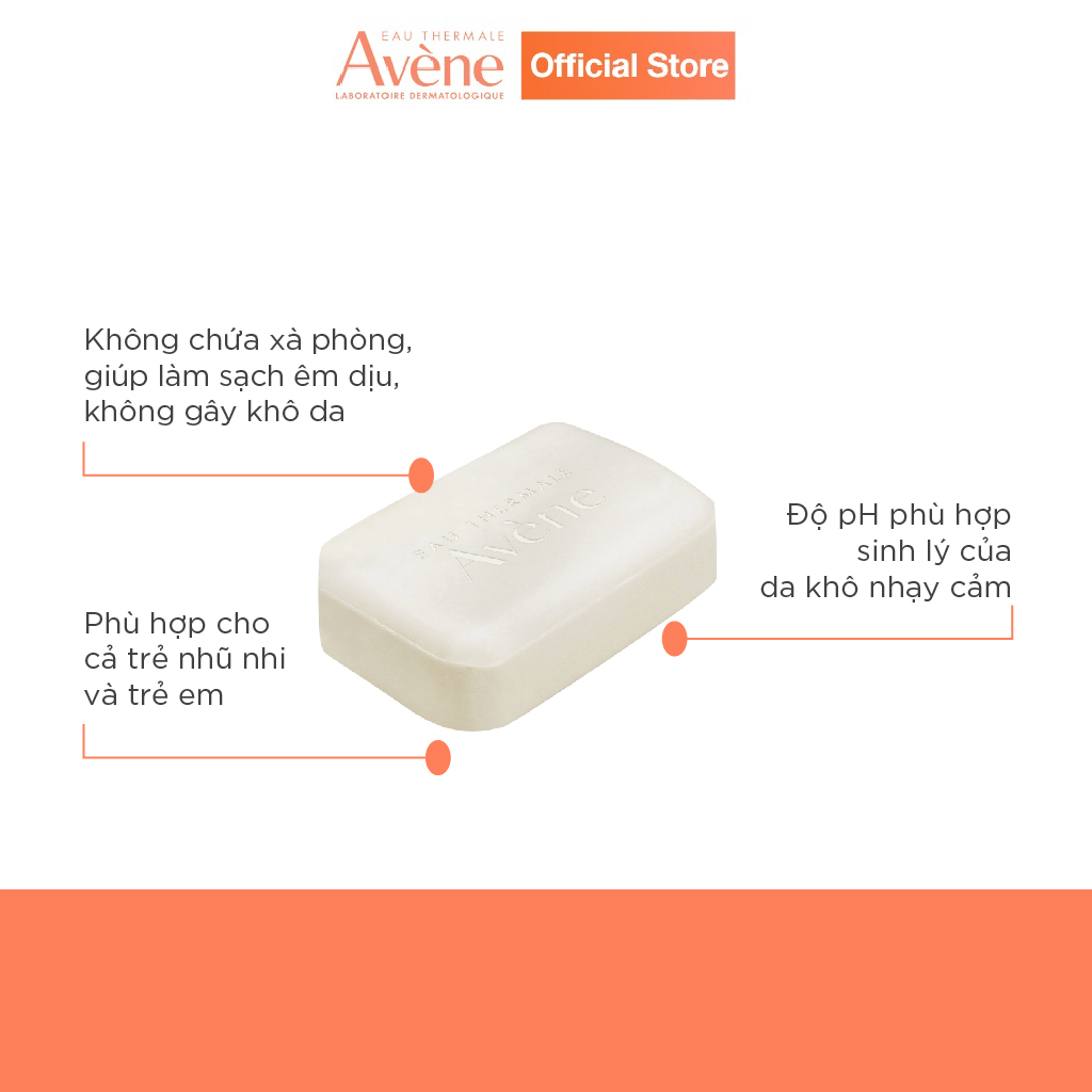 Thanh kem tắm và rửa mặt dành cho da khô nhạy cảm AVÈNE COLD CREAM CLEANSING BAR 100g