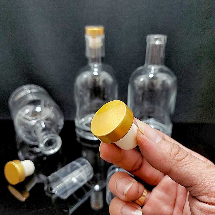 Chai Thủy Tinh Đựng Rượu 375ML mẫu vốt ka nắp cao su bọc thiếc, kèm màng co - Vỏ Chai Rượu Đẹp - Bình Đựng Ruou siêu trong