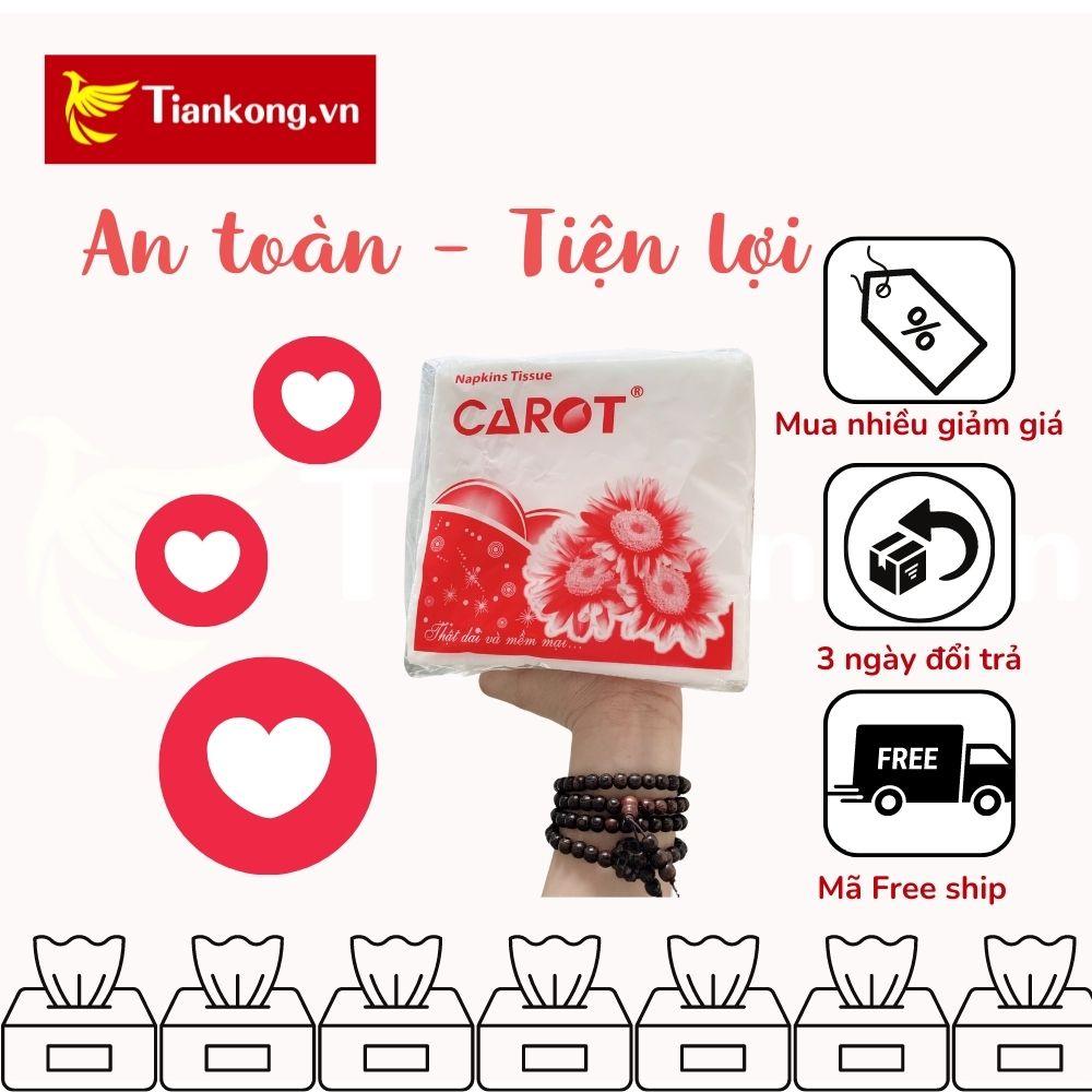 Giấy ăn vuông Carot dạng rút bịch 100 tờ đa năng tiện lợi - TIANKONG