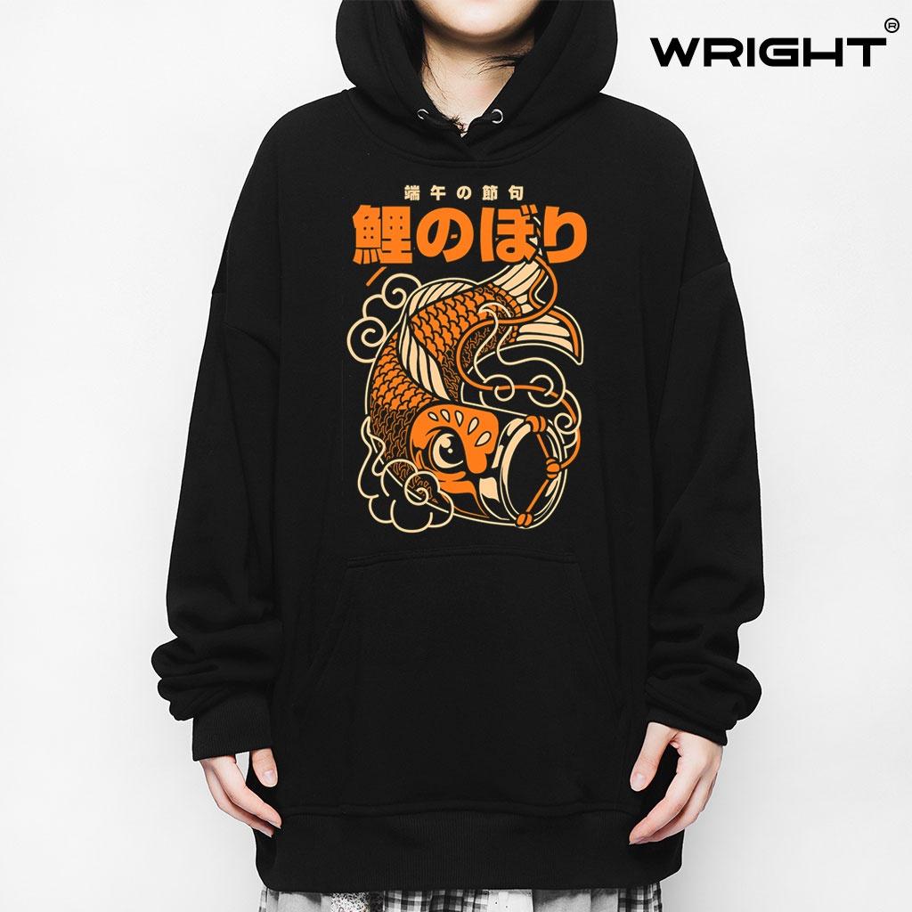 Áo hoodie wright cá chép vàng phong cách nhật bản unisex