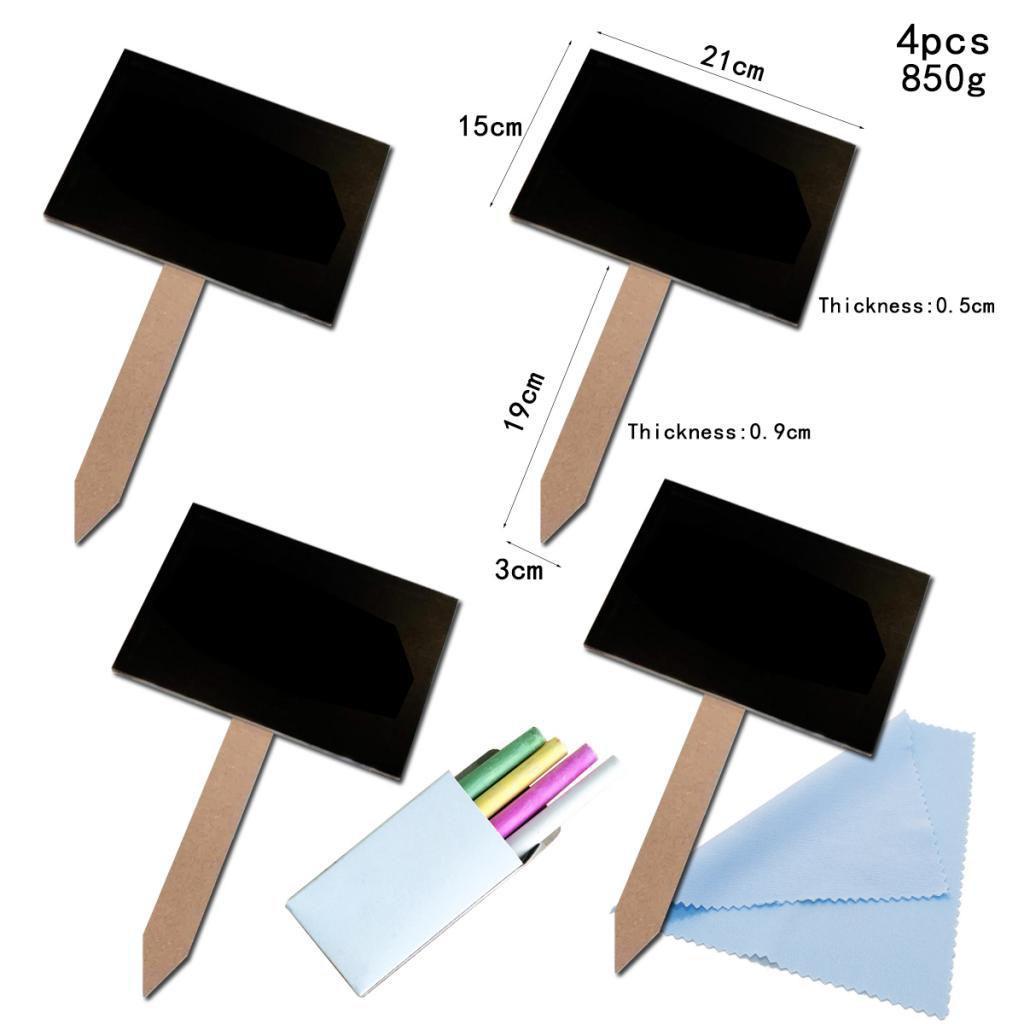 4Pcs Small MDF Blackboard Chalkboard with Stick Price Tags Message Board