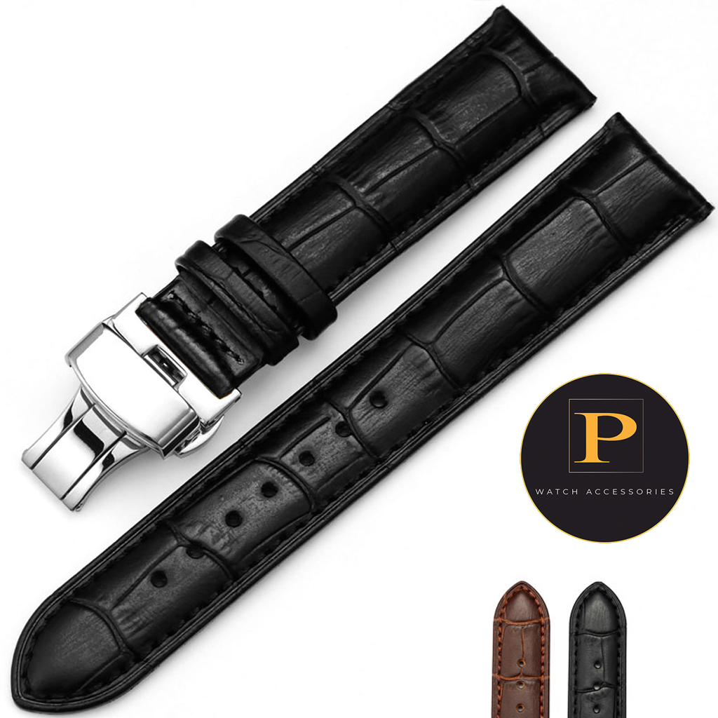 Dây đồng hồ Da bò thật Tặng dụng cụ mở chốt cao cấp size 18mm 19mm 20mm khoá chống gỉ LX002