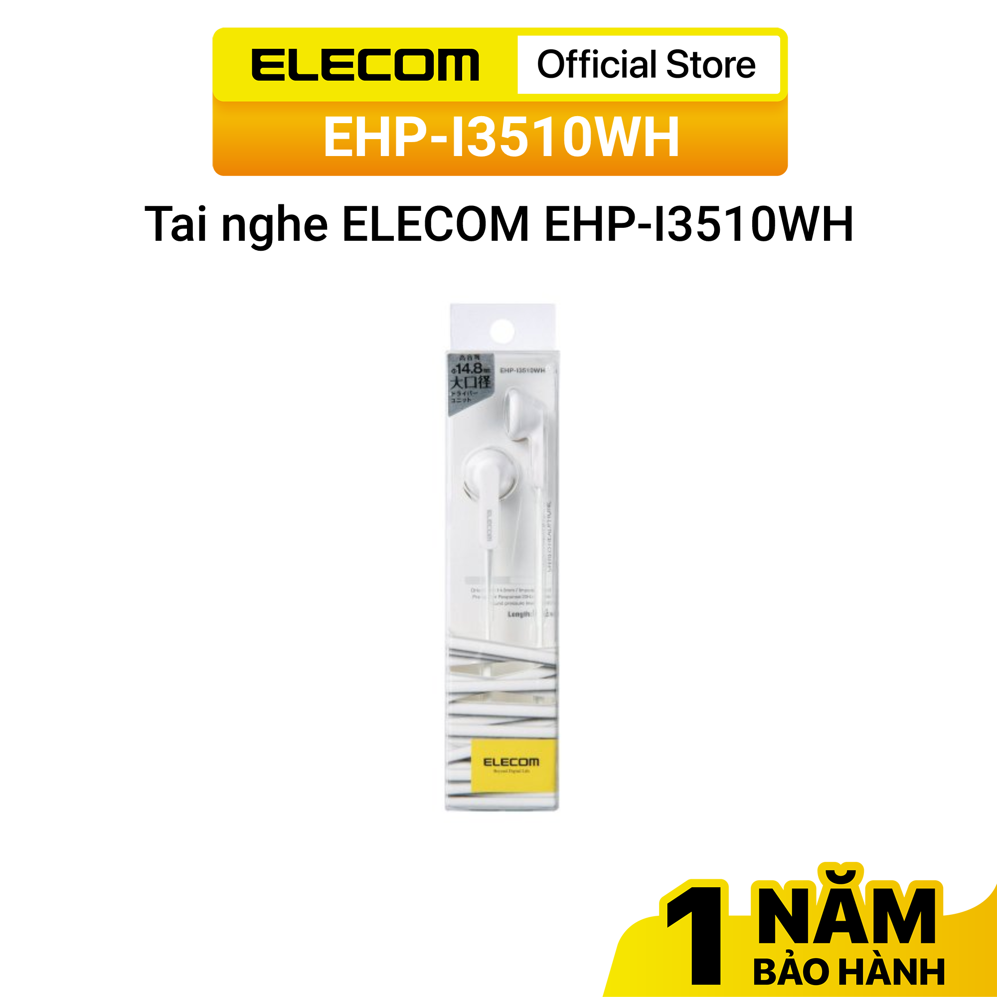 Tai nghe ELECOM EHP-I3510WH - Hàng chính hãng