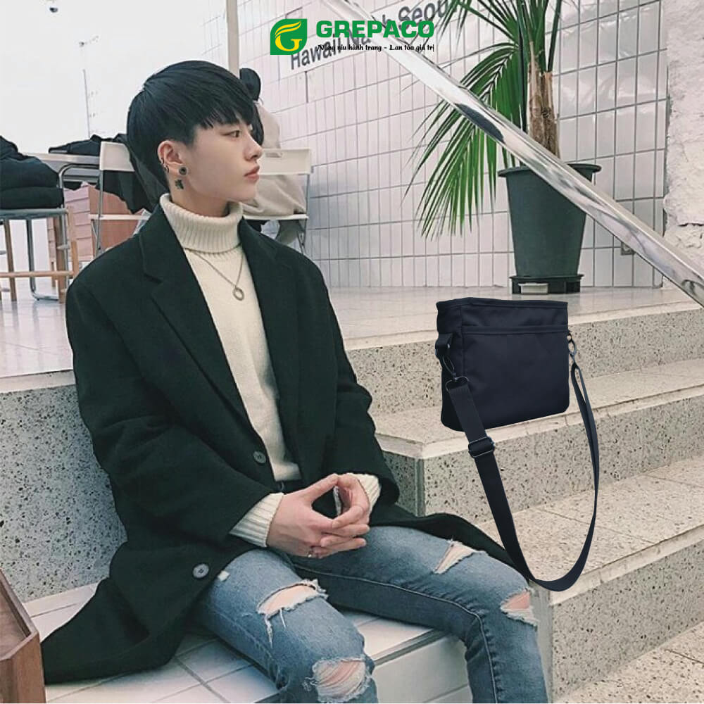 Túi Đeo Chéo Grepaco Nam Nữ Unisex Vải Bố Canvas Tote Chống Nước Dạng Dây Đeo Vai Xách Đa Năng Đựng Điện Thoại Tiền Đi Học Du Lịch Thể Thao Size Mini Phong Cách Thời Trang Hàn Quốc