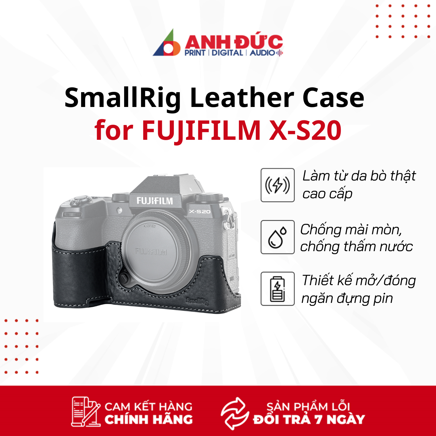 Vỏ bảo vệ máy ảnh SmallRig Leather Case for Fujifilm X-S20 4232 - Hàng Nhập Khẩu