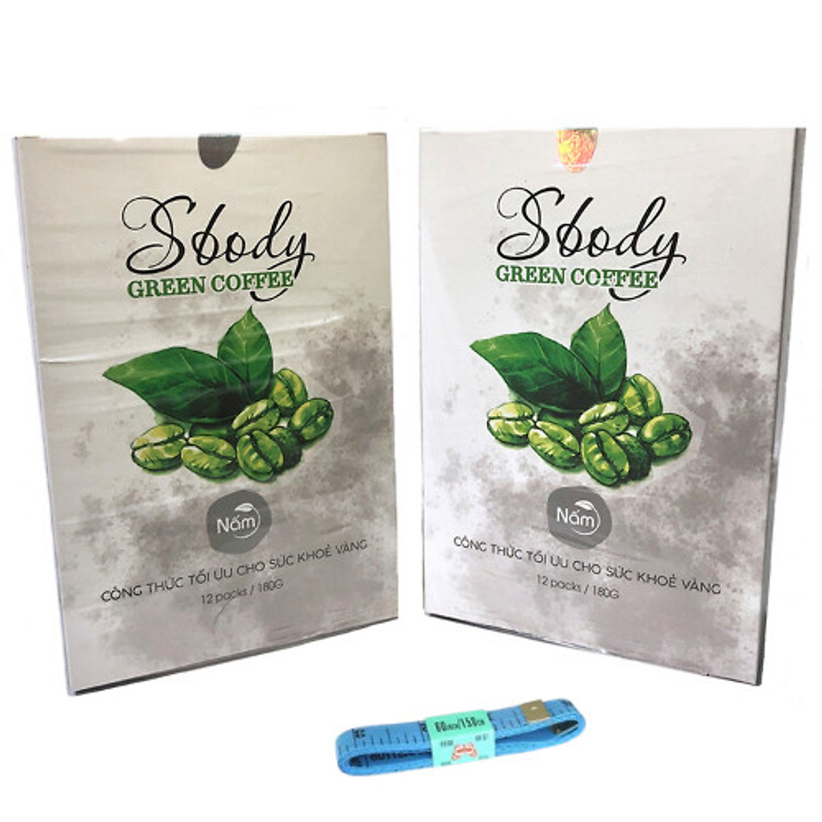 (2 Hộp) Nấm hỗ trợ Giảm Cân Sbody Green Coffee - Hộp 12 gói / 180G - Tặng kèm Thước dây đo vòng eo