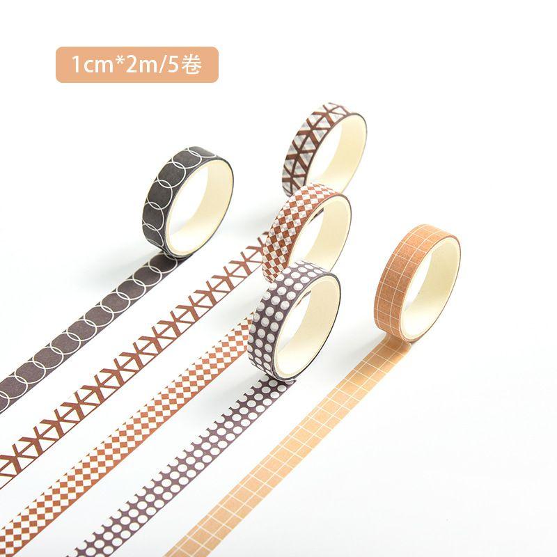 5 cuộn băng dính màu sắc trang trí sổ, washi tap, QNshop nguyên liệu handmade