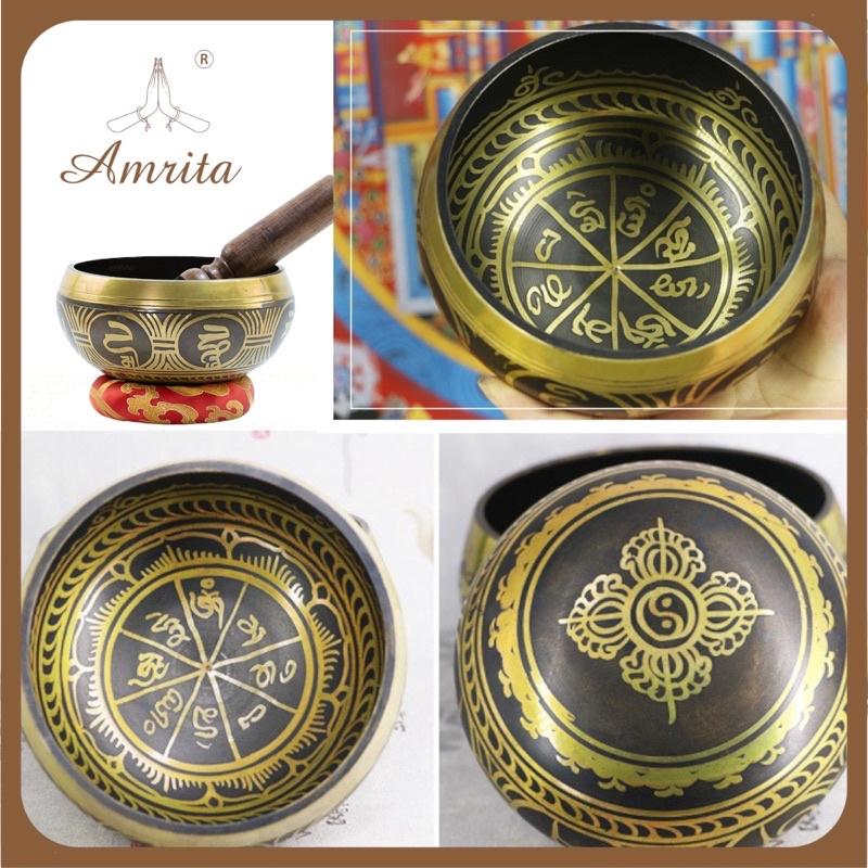 Chuông xoay Tây Tạng - Singing Bowl - Chuông bát xoay xanh Tây Tạng - Chuông bát xoay Nepal - Amrita