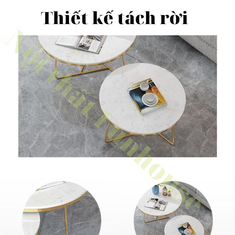 Bàn trà Funhouse mặt đá vân mây, khung thép sơn tĩnh điện cao cấp. Bàn sofa phong cách Bắc Âu - A14