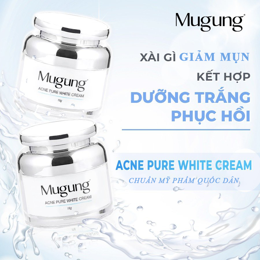 Kem dưỡng da Mugung Pure White Acne Cream chuyên dưỡng da giảm mụn,phục hồi và dưỡng trắng da,se khít chân lông xóa vết thâm mụn công thức độc quyền