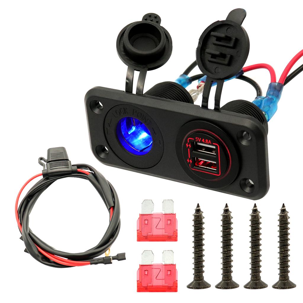Car Marine Charger 12V/24V Waterproof Dual USB Fast Charger Socket Power Outlet