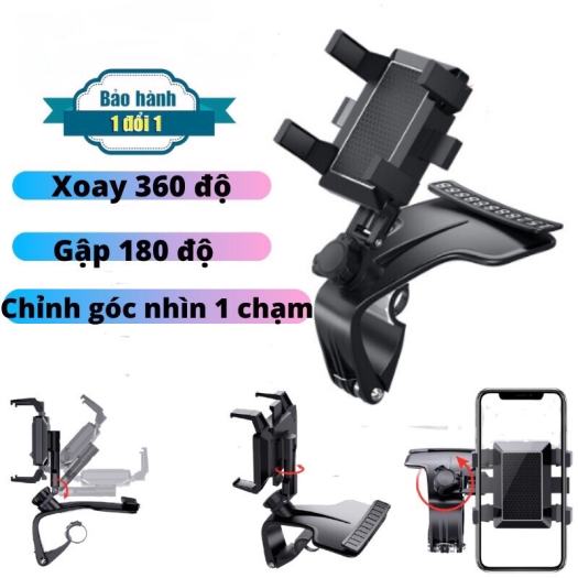 Giá đỡ Điện Thoại Ô Tô Xoay 360 Độ 1200 Độ kẹp Taplo Cho Xe Hơi và có bảng báo SĐT