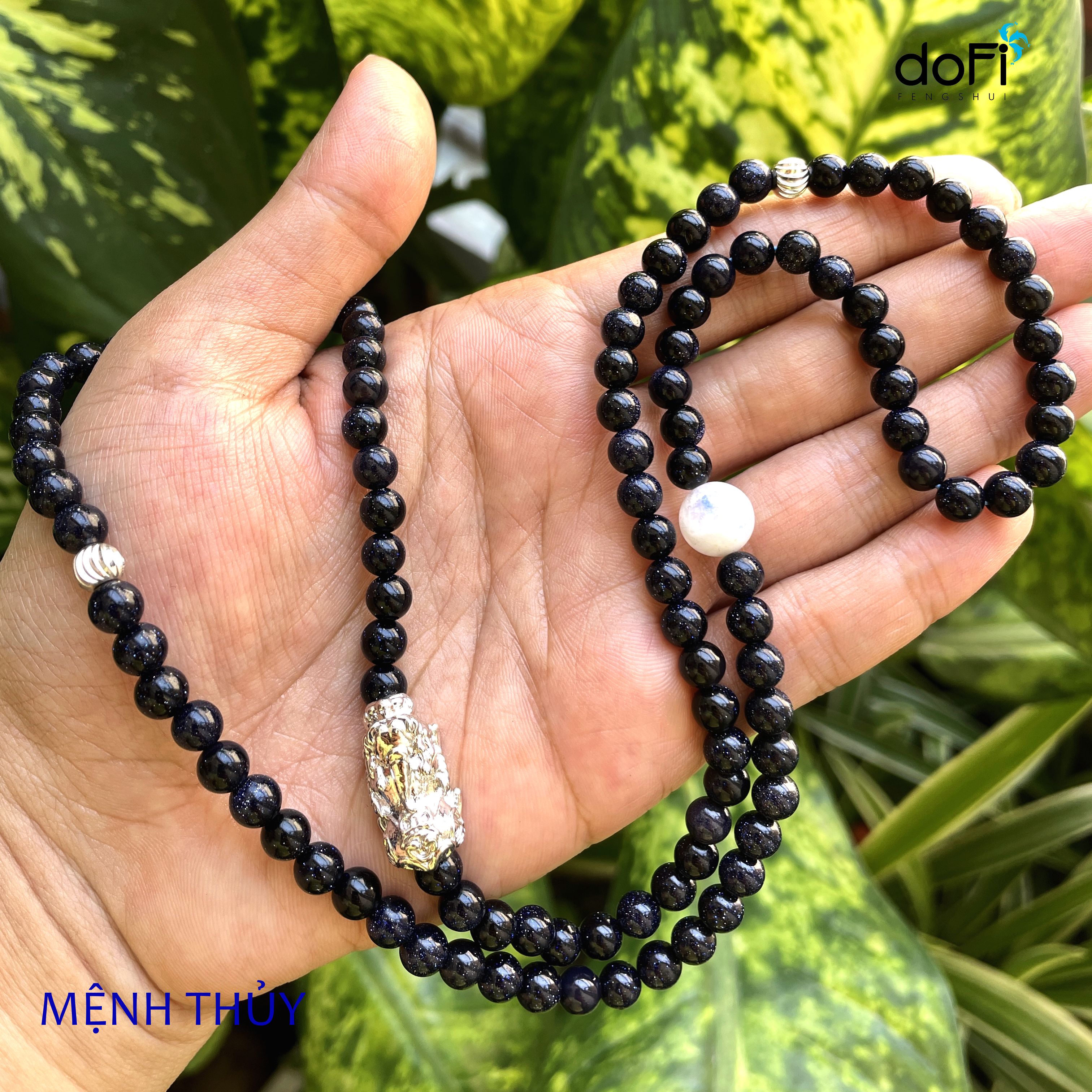 TRÀNG HẠT KIM SA XANH + ĐÁ MẶT TRĂNG PHỐI TỲ HƯU