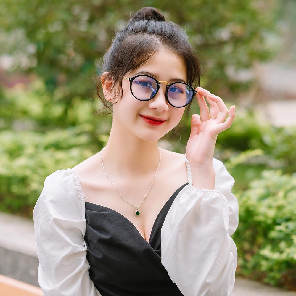 Gọng kính cận nam nữ tròng mắt tròn 2 màu nâu đen chống ánh sáng xanh Braby kiểu dáng mảnh thời trang MK32