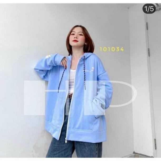 Áo khoác nỉ hoodie trơn Unisex - Thun tay dài form rộng có mũ dáng suông basic in hình họa tiết hoa cúc - TH12