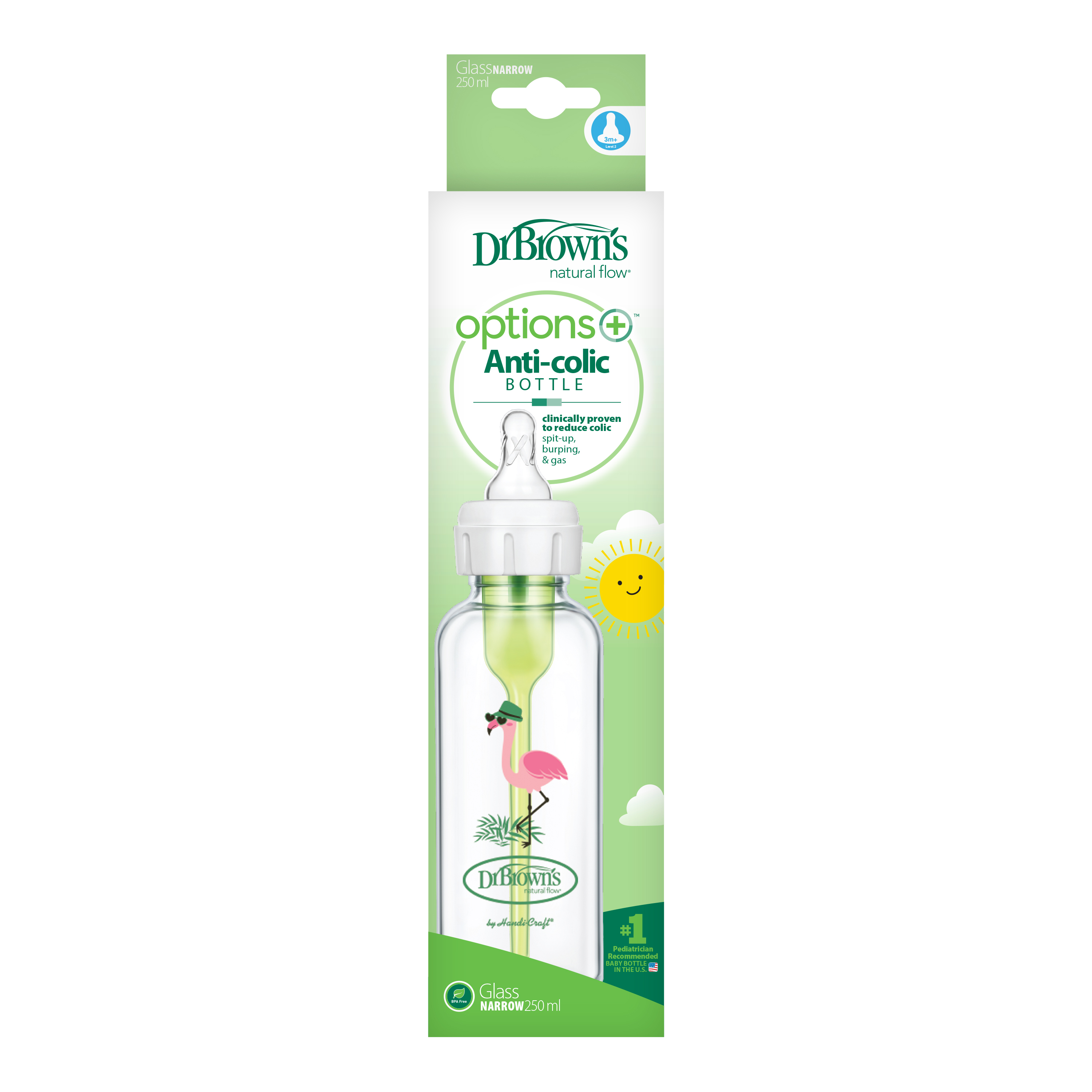 Bình sữa thủy tinh Dr.Brown's Options Plus cổ thường 250ml