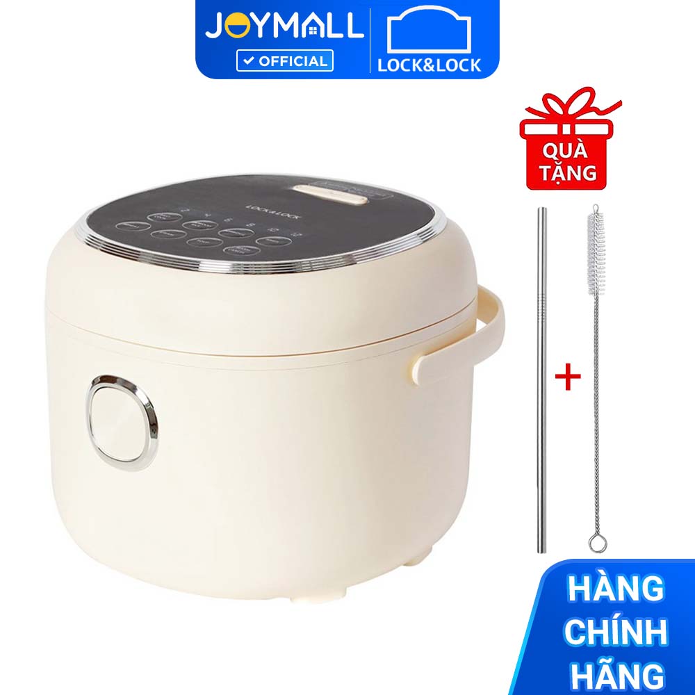 Nồi Cơm Điện Tử Lock&amp;Lock EJR716IVY 0.8L - Hàng Chính Hãng, Dây Điện Có Thể Tháo Rời, Có Quai Xách, Tặng Kèm Ống Hút Và Cọ Rửa